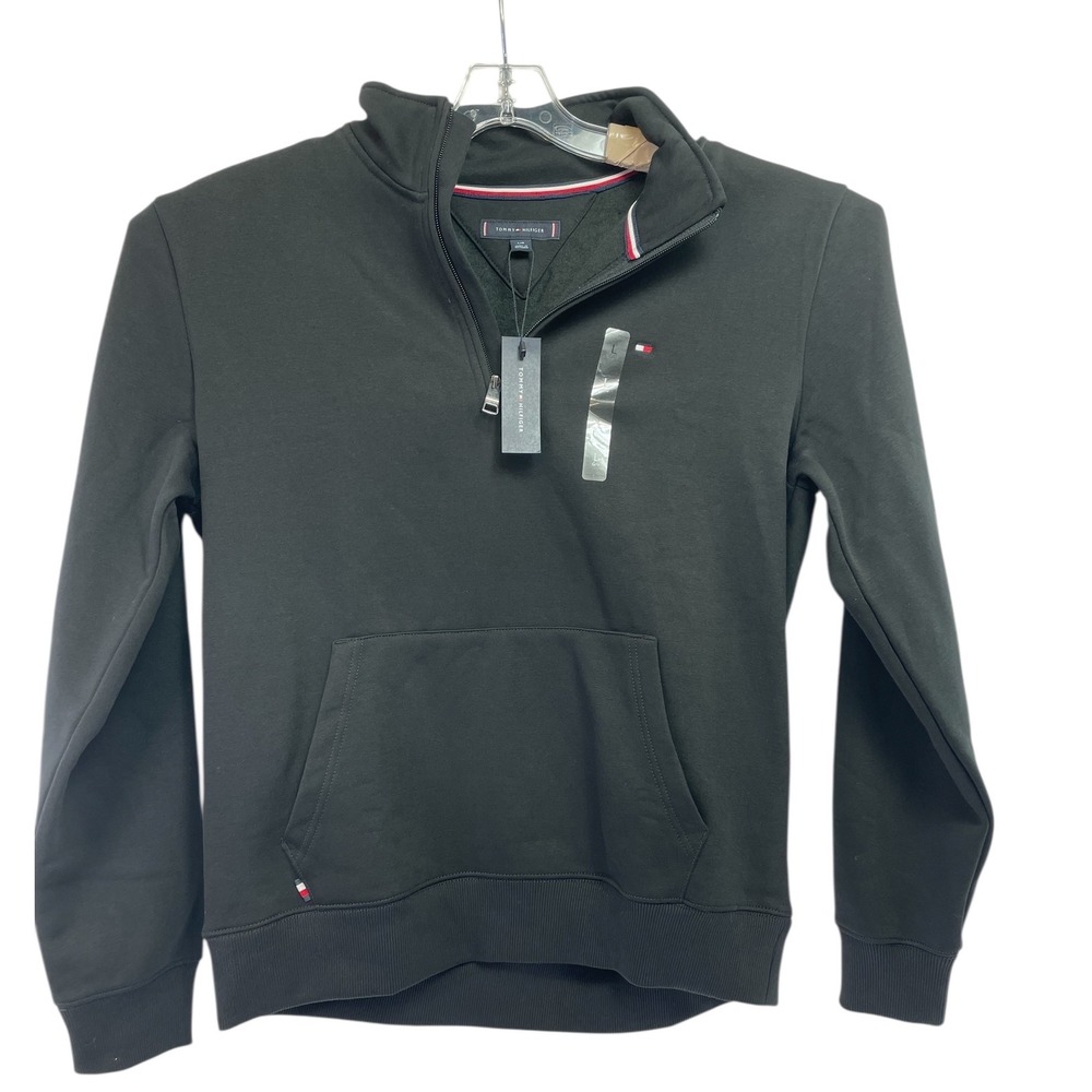 Tommy Hilfiger Mens Sz Large Black 1/2 Zip Pullover Sweatshirt (B37) NWTs
